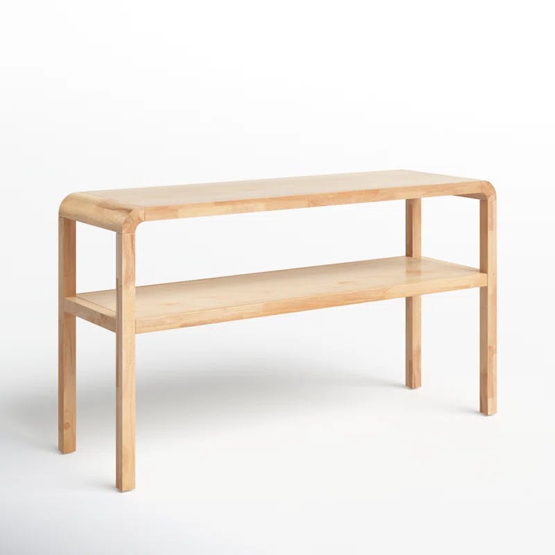 Omara Natural Solid Wood 53'' Modern 2-Tier Console Table