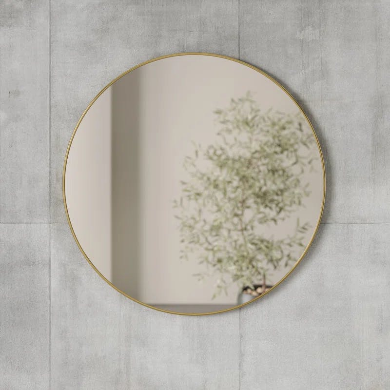 Elegant 36.5" Round Wall Mirror in Bronze and Gold Finish