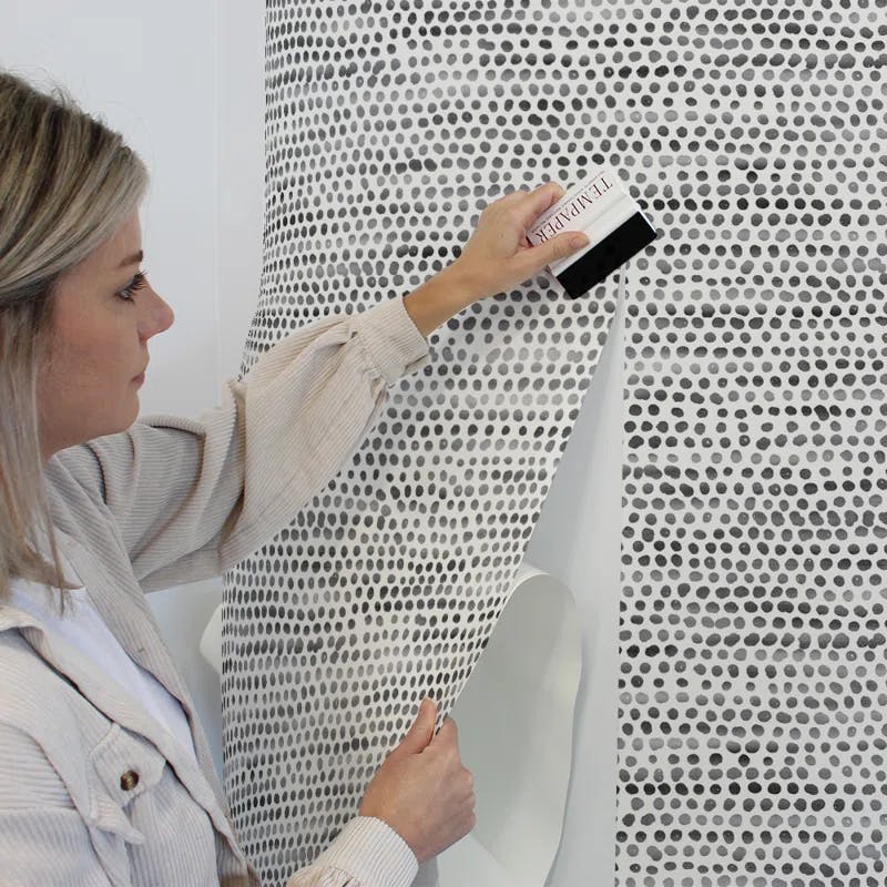 Dazzle Dot 24" Black Self-Adhesive Repositionable Wallpaper Roll