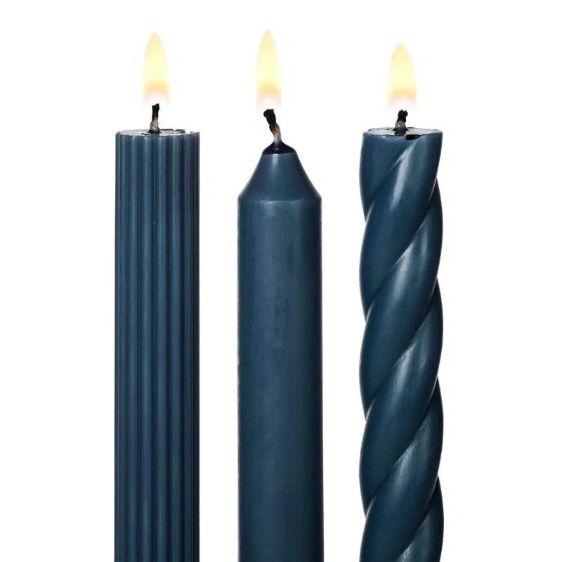 Serenity Deep Blue 3-Pack Beeswax & Soy Taper Candles