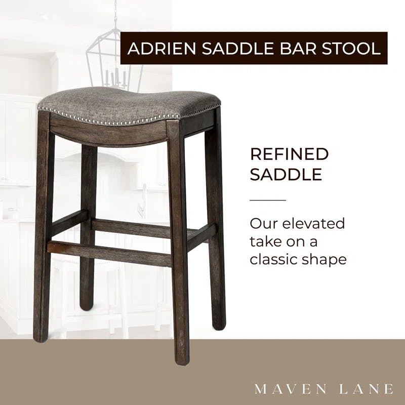 Adrien Saddle-Style Backless Bar Stool in Gray Wirebrush Finish