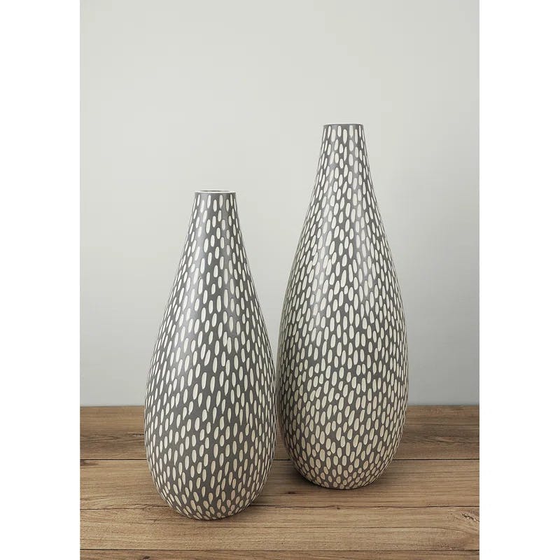 Dash Grey Matte Finish Slim Ceramic Floor Vase 18.8"