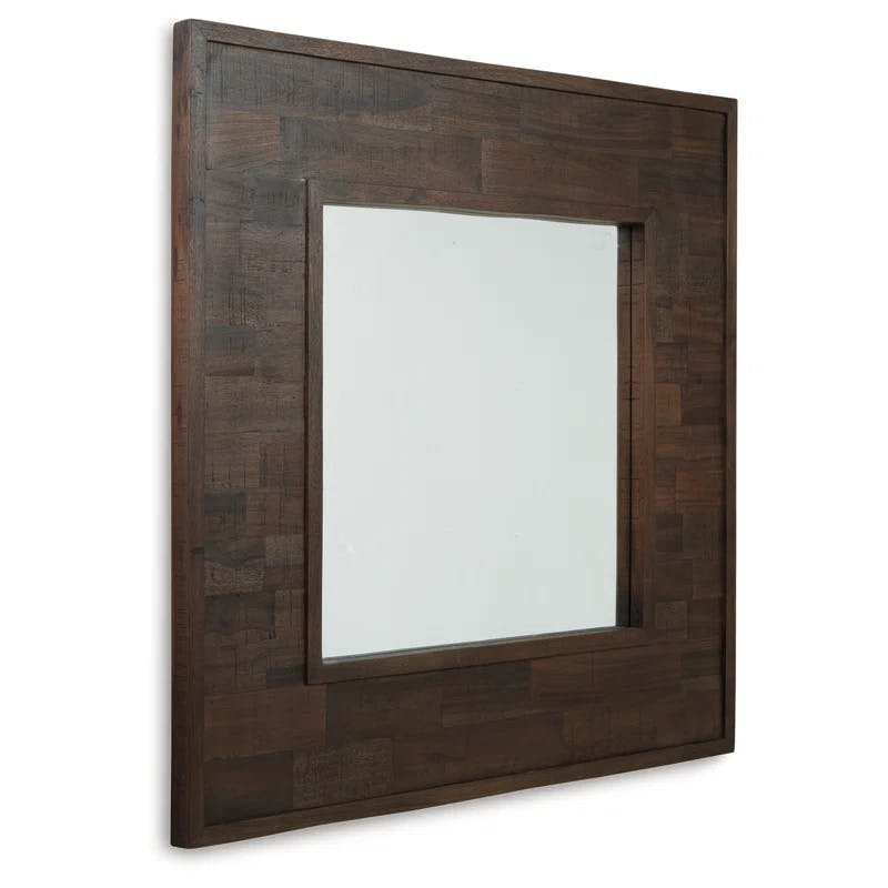 Hensington 45'' Square Reclaimed Wood Brown Accent Mirror