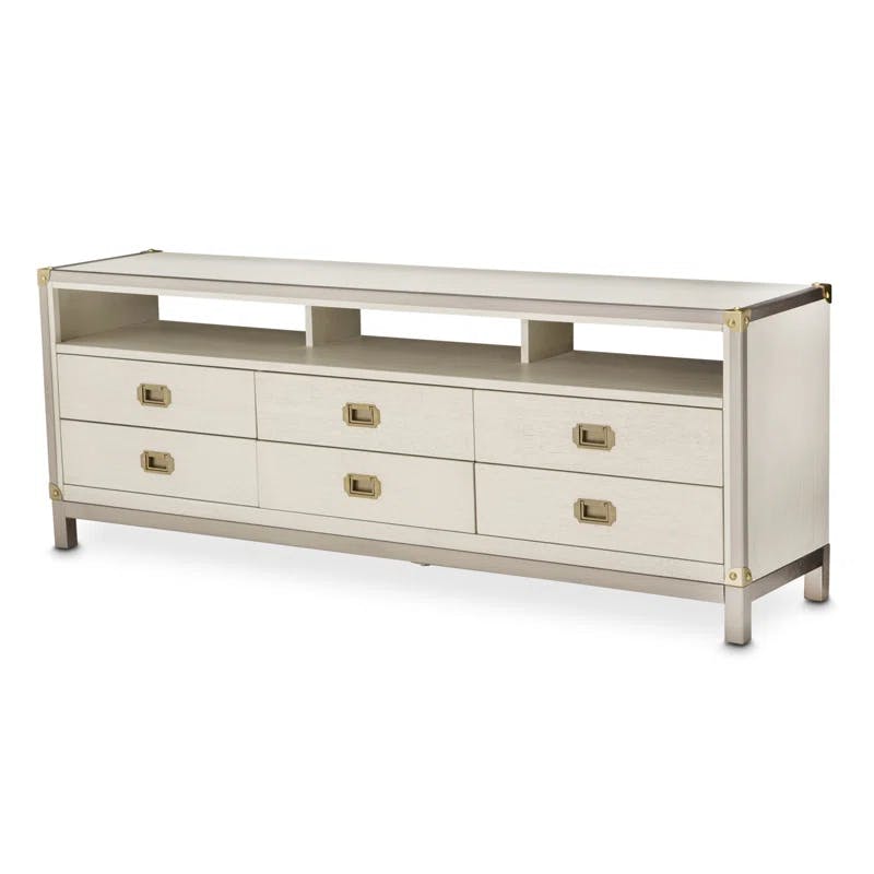Menlo Station 70.5'' White Transitional Media Console with Cabinet