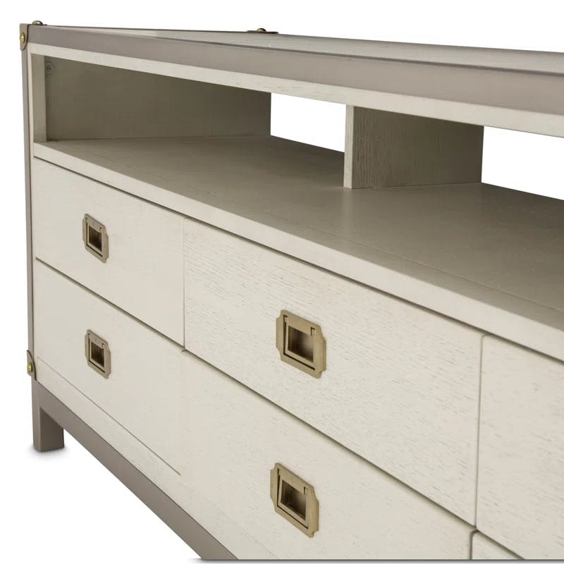 Menlo Station 70.5'' White Transitional Media Console with Cabinet