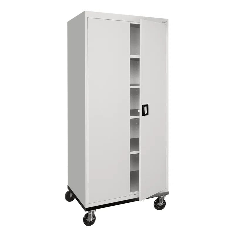 Freestanding Lockable 78" Gray Office Cabinet with Adjustable Shelving