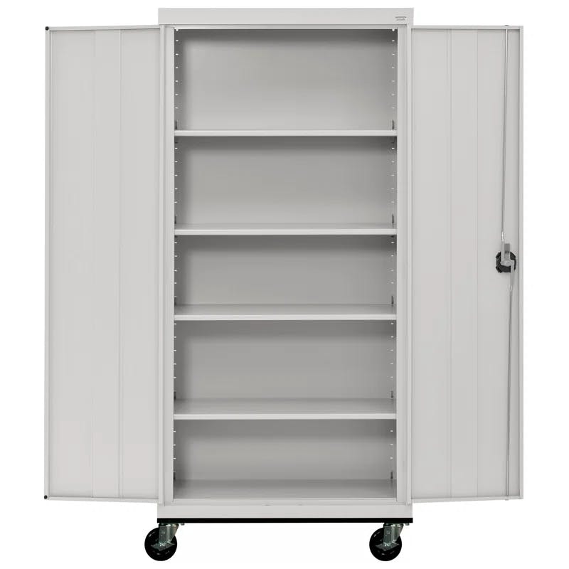 Freestanding Lockable 78" Gray Office Cabinet with Adjustable Shelving