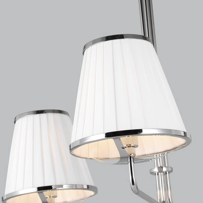 Esther Polished Nickel 3-Light Chandelier with Pleated Shades