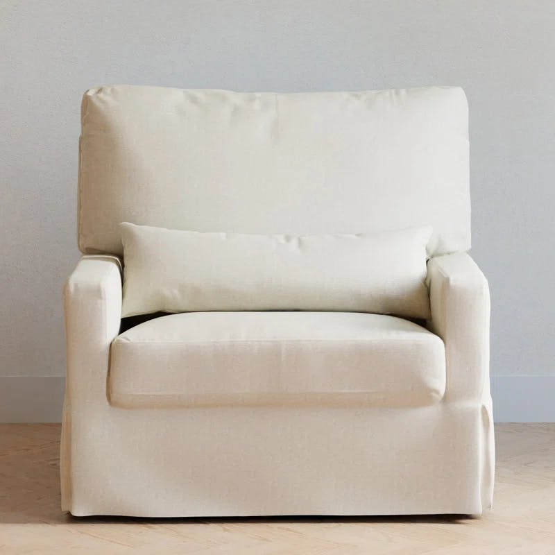 Crawford Performance Cream Eco-Weave Swivel Glider with Pillowback