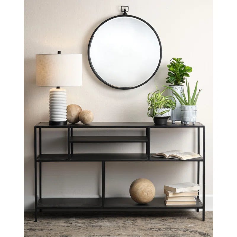Element 51'' Black Iron Industrial Chic Console with Storage