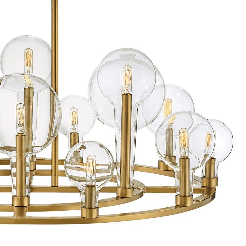 Alchemy Tapered Globe 16-Light Lacquered Brass Cage Chandelier
