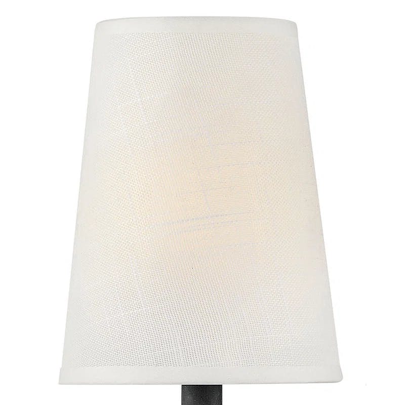 Beaumont Dimmable Black Wall Sconce with Off-White Linen Shade