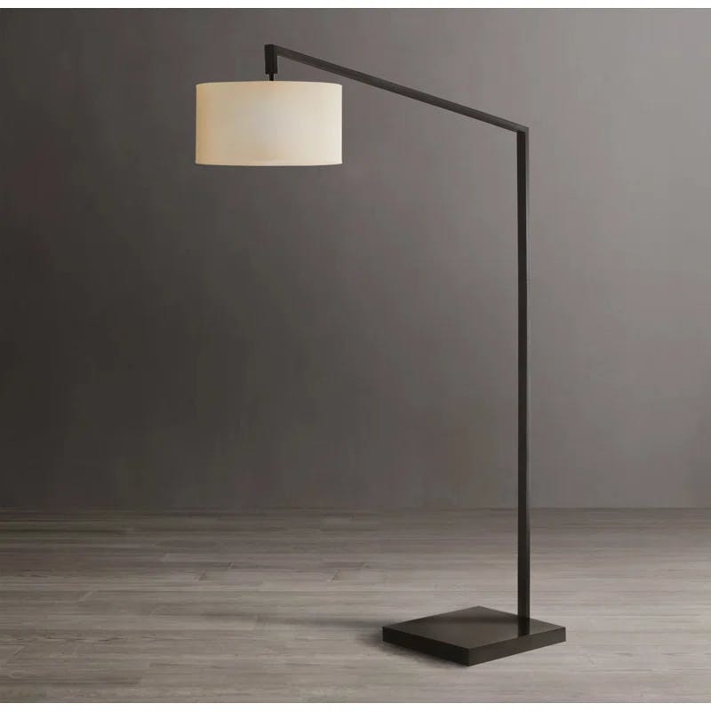 Matte Black Arc Floor Lamp with Marble Base - 75" Height