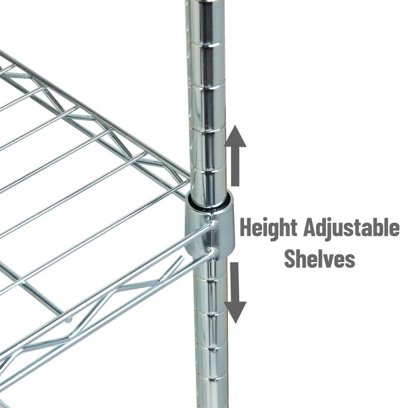 Industrial 4-Tier Chromed Steel Adjustable Shelving Unit, Silver