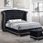 Transitional Queen Platform Bed with Tufted Faux Leather Headboard