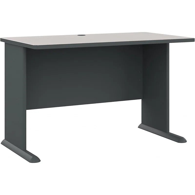 Slate Executive Office Desk with Drawer and Filing Cabinet, 48"W
