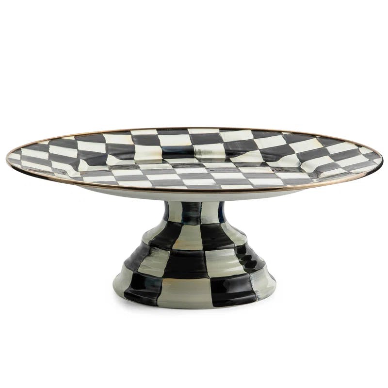 Enameled Ceramic Tiered Round Serving Platter for Special Occasions