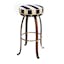 Navy Flatiron Leather-Wrapped Metal Bar Stool with Brass Detailing