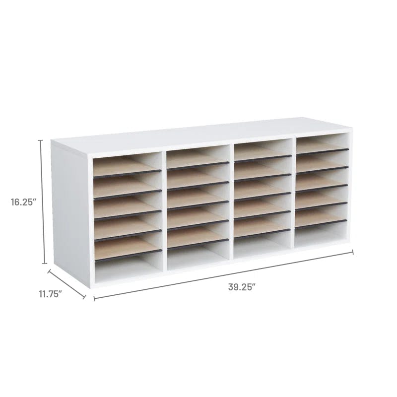 Modular 24-Compartment Gray Literature Sorter with Adjustable Shelves