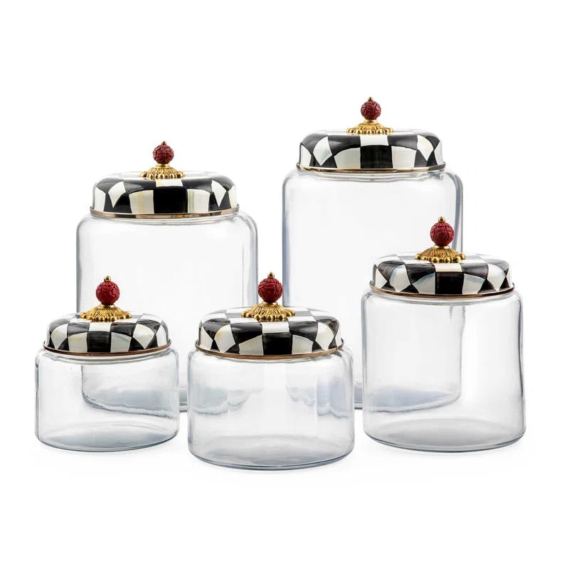 Signature Black and White Check 6lbs Glass Kitchen Canister