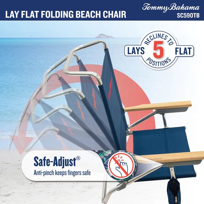 Tommy Bahama 5-Position Lightweight Aluminum Beach Chair with Cup Holder