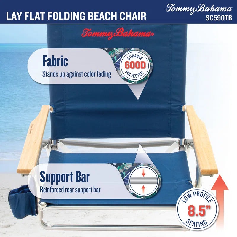 Tommy Bahama 5-Position Lightweight Aluminum Beach Chair with Cup Holder