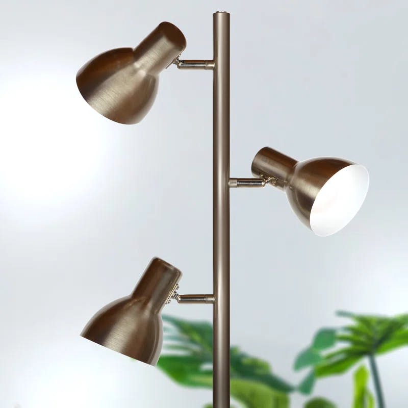 Ethan Adjustable 65.5" Nickel LED Floor Lamp with 3 Pivoting Heads
