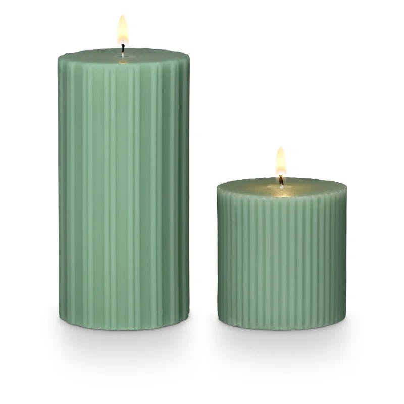 Amber Glitter Hinoki Sage Scented Soy Pillar Candle 3" x 6"