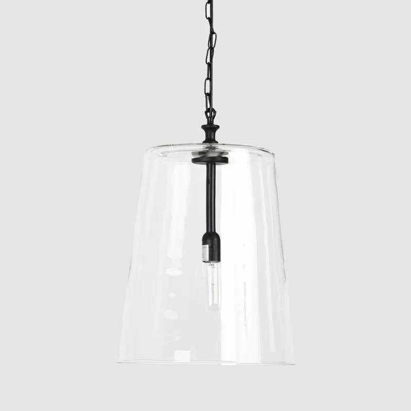 Matte Black Modern 14'' Glass Jar Pendant Light