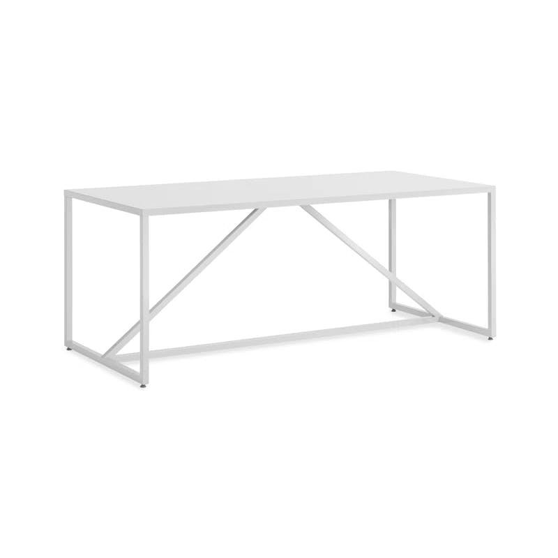 Mid-Century Modern Strut Large White Wood Dining Table