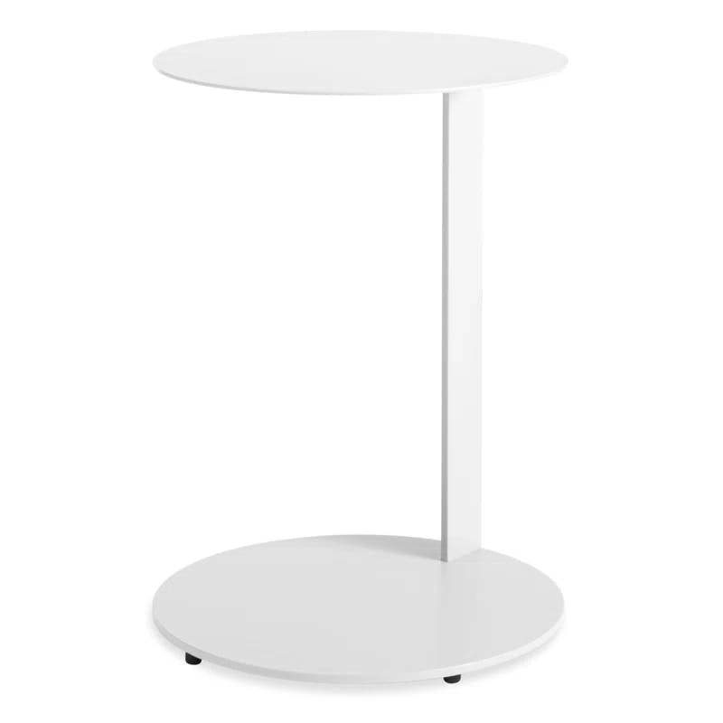 Cantilevered Round Wood & Metal Note Side Table
