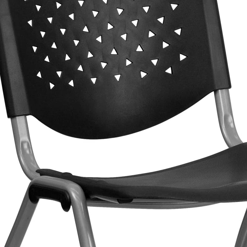 Titanium Frame Ergonomic Stacking Chair in Black and Gray