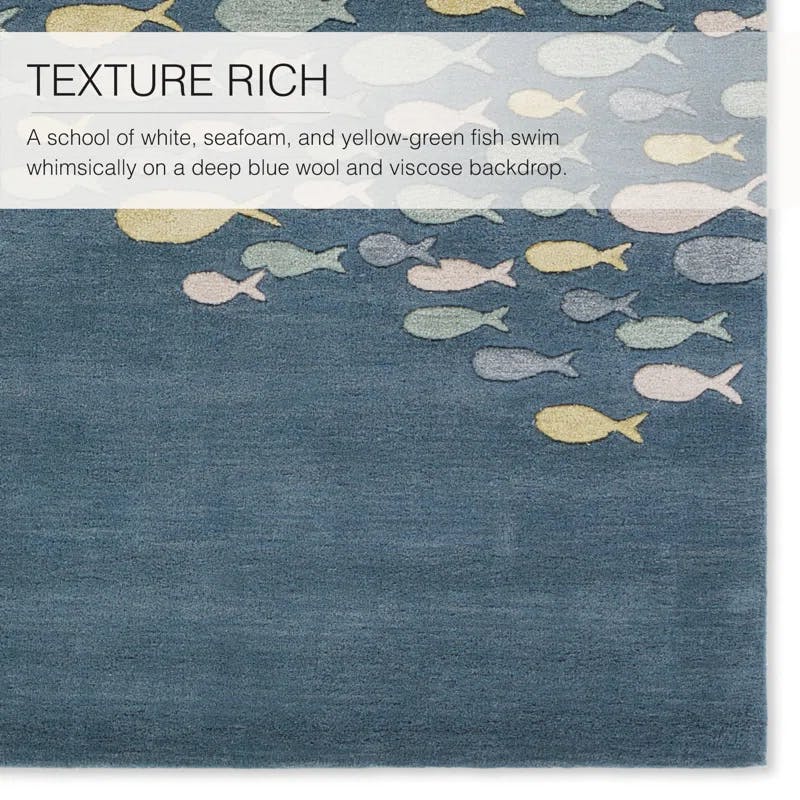 Hand-Tufted Coastal Bliss Blue Wool Blend 3'6" x 5'6" Area Rug