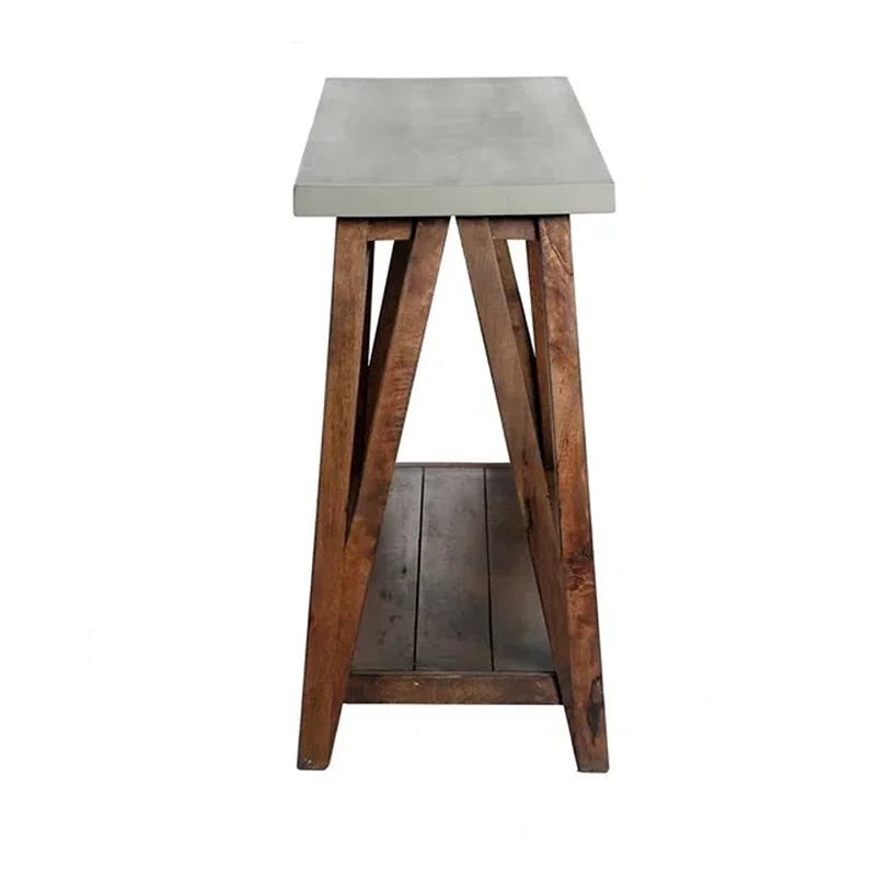 Modern Loft 56" Wood and Concrete-Coated Console Table with Storage