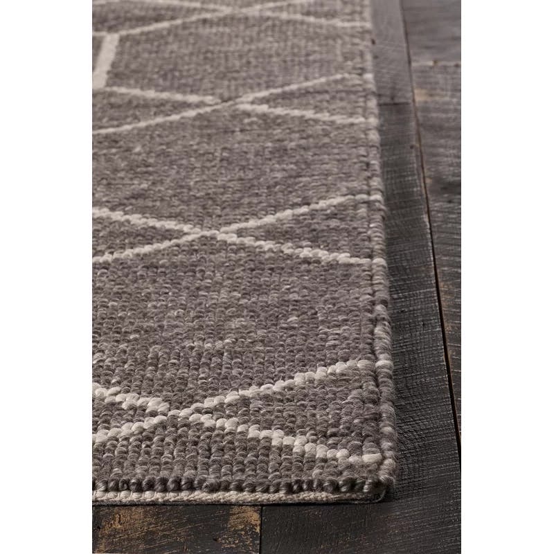 Hand-Woven Gray Geometric Tufted Wool-Blend Area Rug 7'9" x 10'6"
