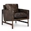 Transitional Handcrafted Leather Accent Chair with Brass Frame