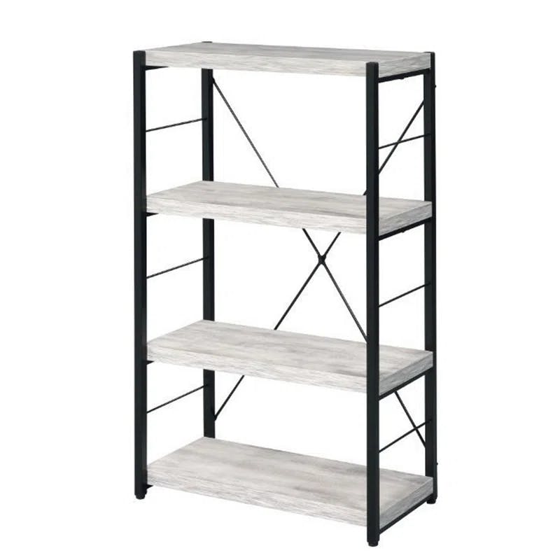 Lowestoft 24'' White Ash Wood Etagere with Open Metal Frame