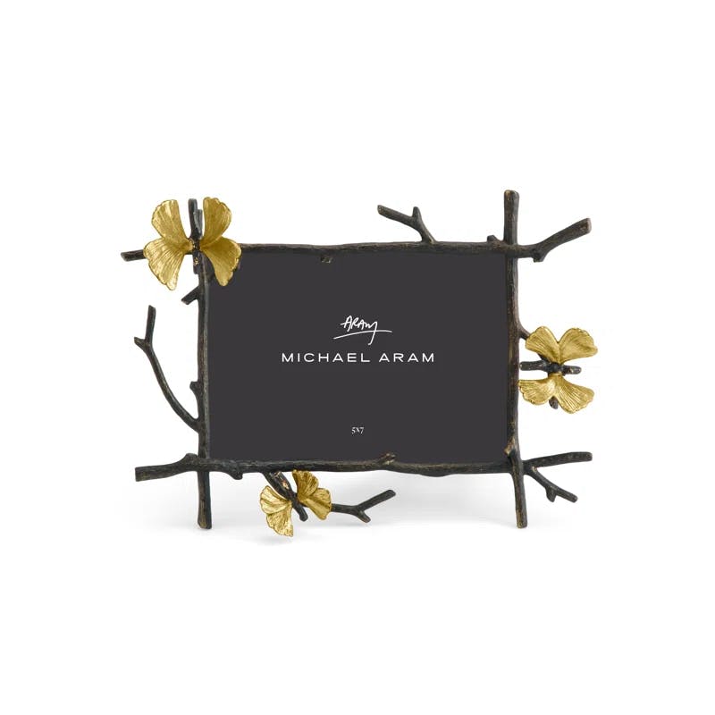 Butterfly Ginkgo Gold-Tone Metal 5x7 Picture Frame