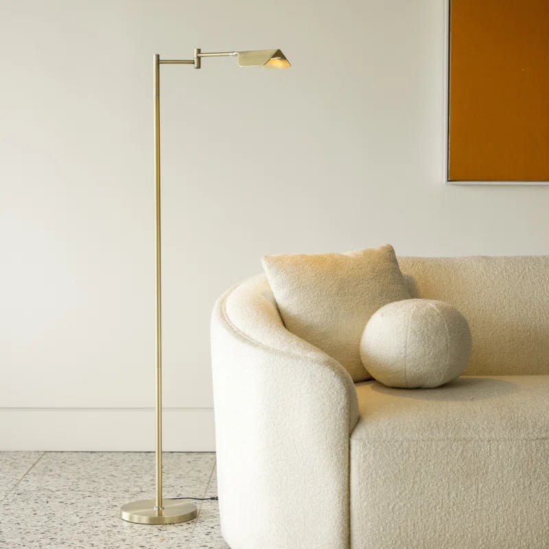 Elegant Antique Brass 53" Adjustable LED Task Floor Lamp with 3-Way Dimmer