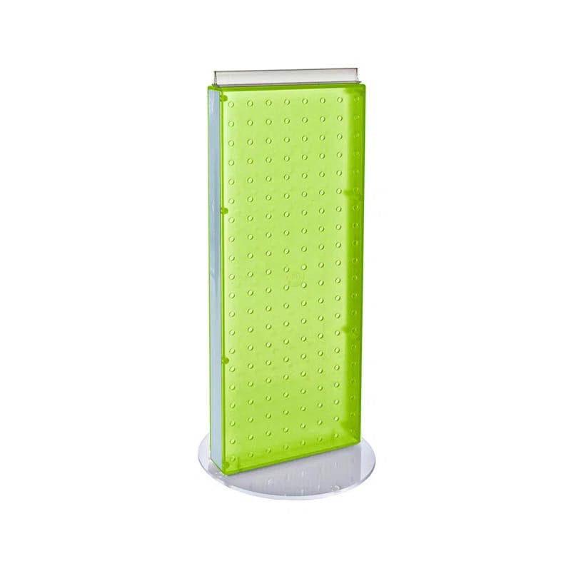Sleek Green Translucent Plastic Pegboard Counter Display 8"W x 20.75"H