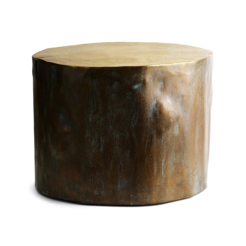 Rustic Round Brown Brass Etched Stool