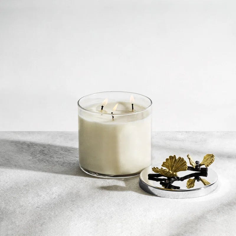 Royal Gardenia Soy Scented Jar Candle with Bronze Accents