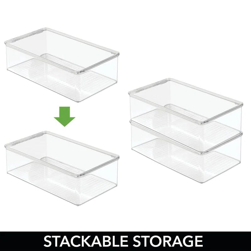 Clear Stackable Kids Shoe Organizer Box with Hinged Lid