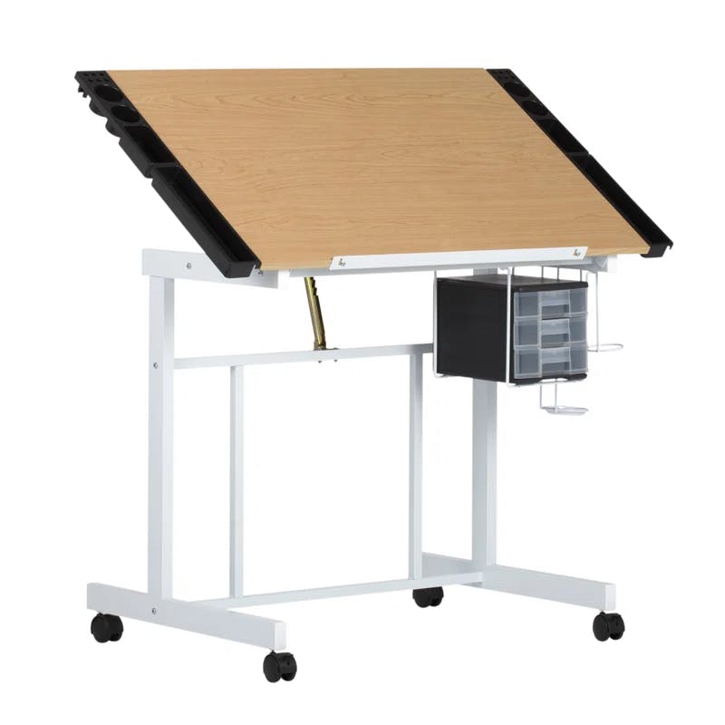 Deluxe White Maple 40'' Craft Station with Adjustable Top & Storage