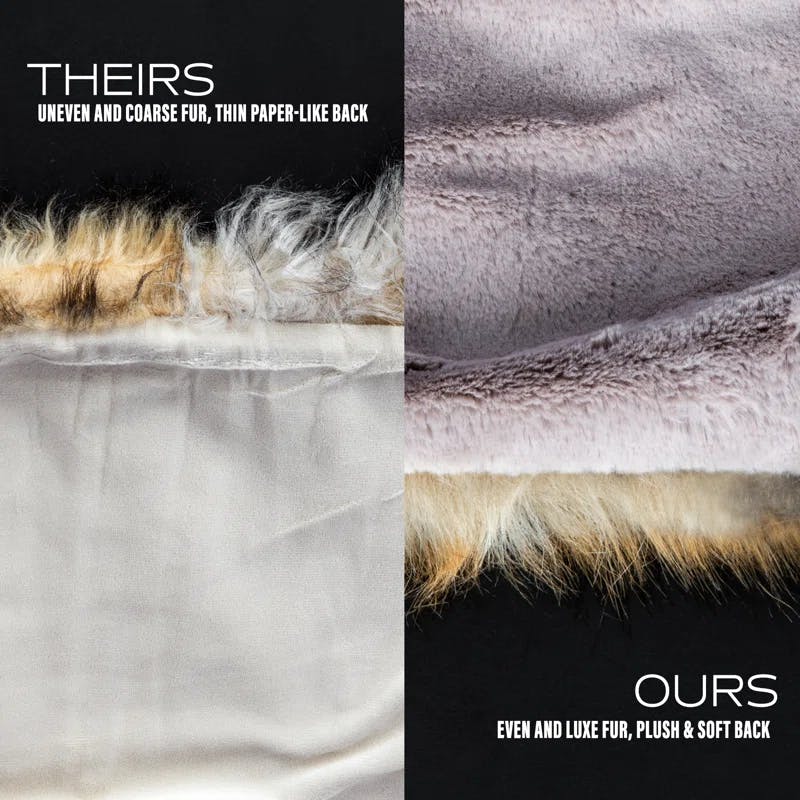 Amber Fox Faux Fur Reversible Throw Blanket 60" x 58"