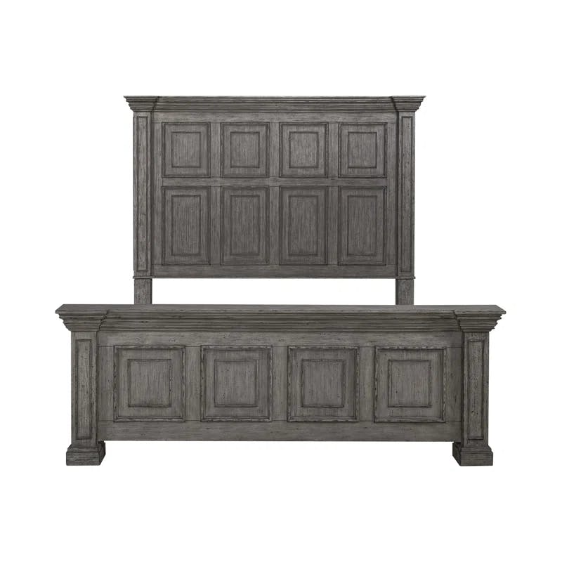 Big Valley Traditional King Panel Bed with Drawer in Light Brown