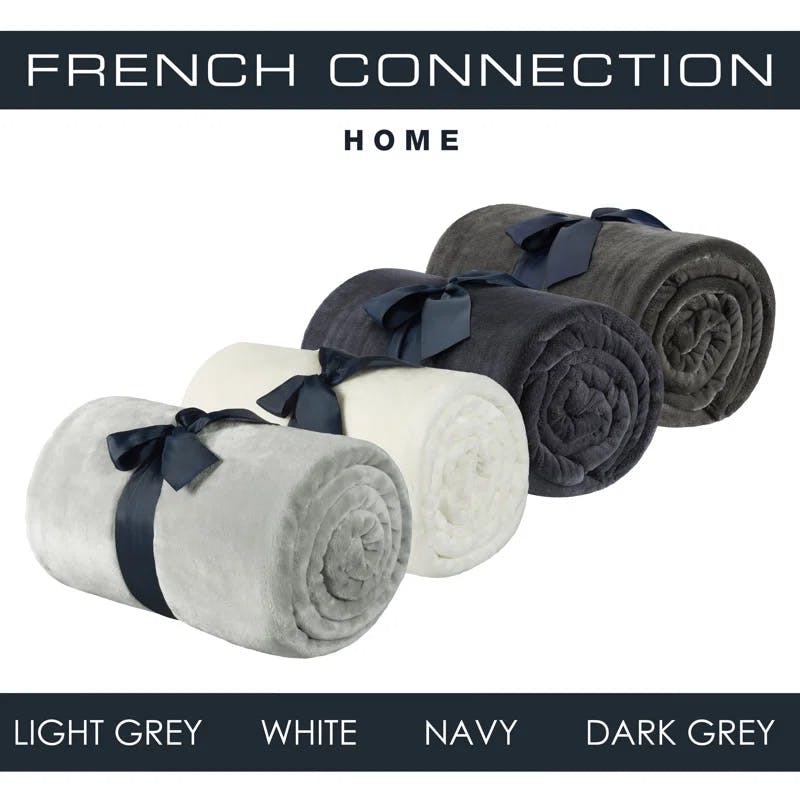 French Connection Velvety Navy Throw Blanket - 50x70 inch
