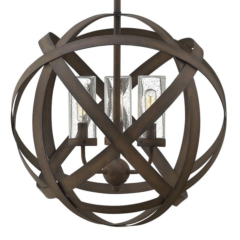 Carson Vintage Iron 3-Light Seedy Glass Globe Pendant