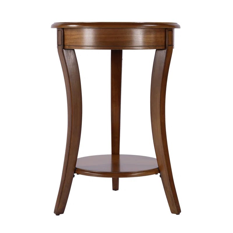 Transitional Olive Ash 18" Round Wood Side Table