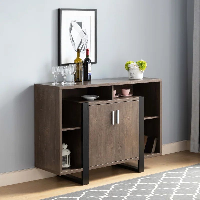Zale 47'' Mirrored Brown Wood Buffet Sideboard Console